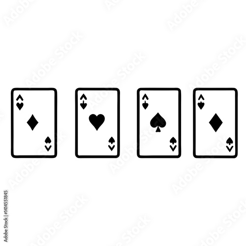 Ace Playing Cards Black And White Vector Illustration Minimalist Style Design