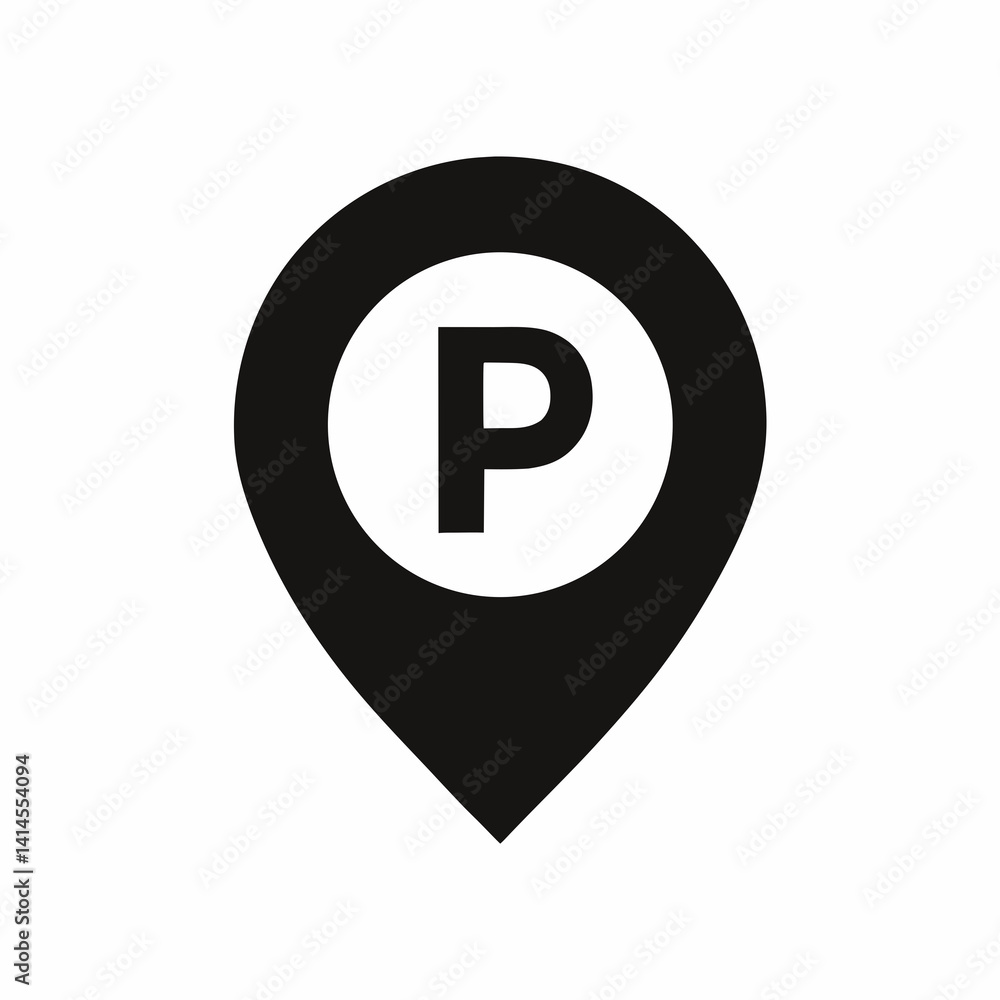 Parking Location Icon Vector Illustration Minimalist Design Black And White Style Parking Location Icon Vector Illustration Minimalist Design Black And White Style