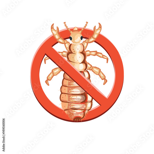 Stop lice insect. Stop insects sign. lice insect in red forbidding circle, vector