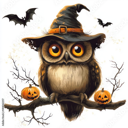 halloween background with pumpkin and owl