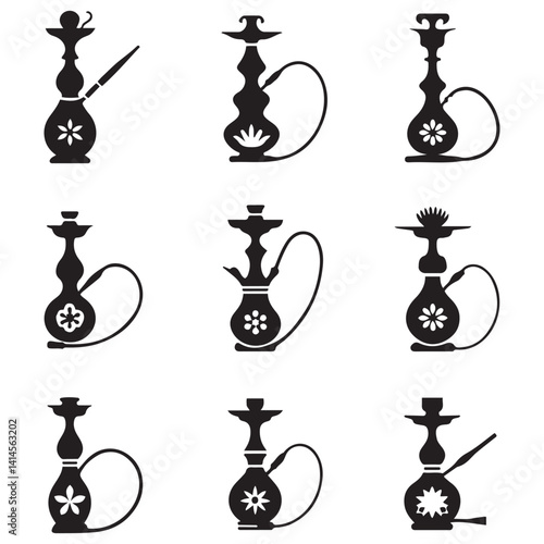 shisha Vector Black silhouettes. with white background