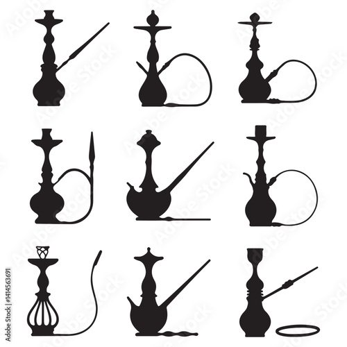 shisha Vector Black silhouettes. with white background
