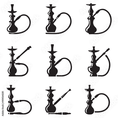 shisha Vector Black silhouettes. with white background