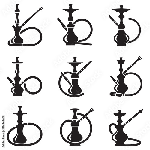 shisha Vector Black silhouettes. with white background