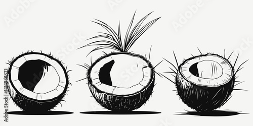 coconut half set sketch illustration
