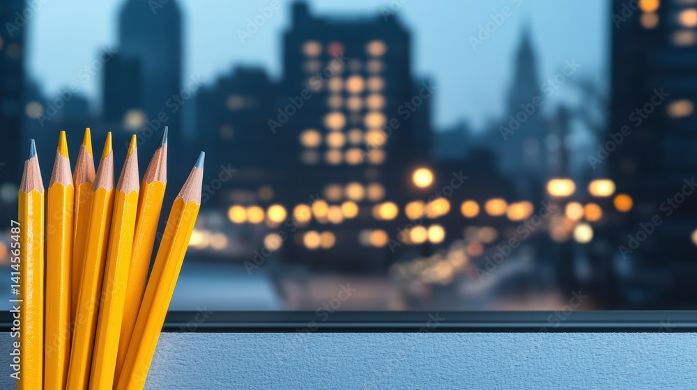 Neatly grouped yellow pencils with graphite tips in focus, minimal school supply concept for organization, learning, and back-to-school themes - back-to-school office background Neatly grouped yellow pencils with graphite tips in focus, minimal school supply concept for organization, learning, and back-to-school themes - back-to-school office background