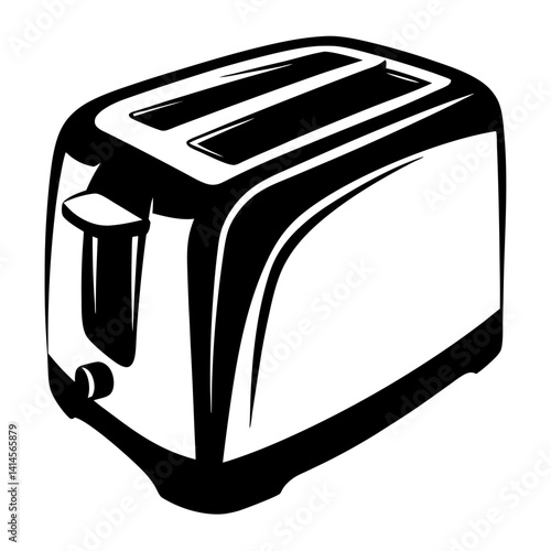 Monochrome vector illustration of an electric toaster kitchen appliance for toasting bread