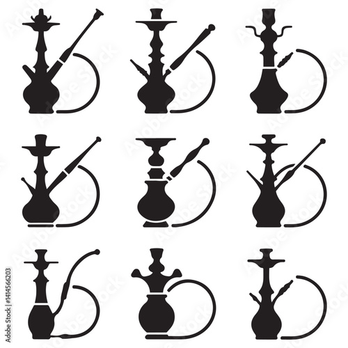 shisha Vector Black silhouettes. with white background
