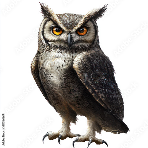 great horned owl isolated