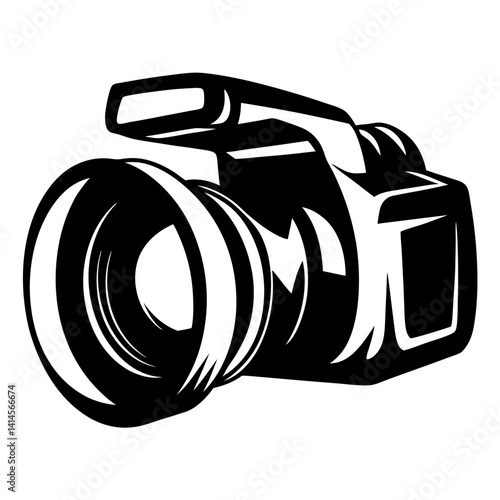 Monochrome artistic rendition of a professional camcorder with a dynamic design