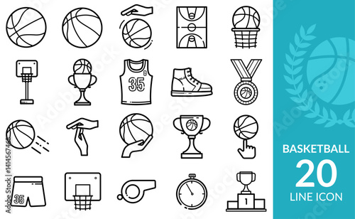basketball  - set  of 20 vector icons