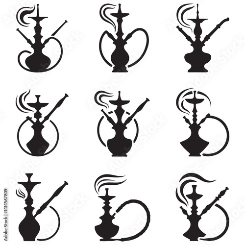 shisha Vector Black silhouettes. with white background