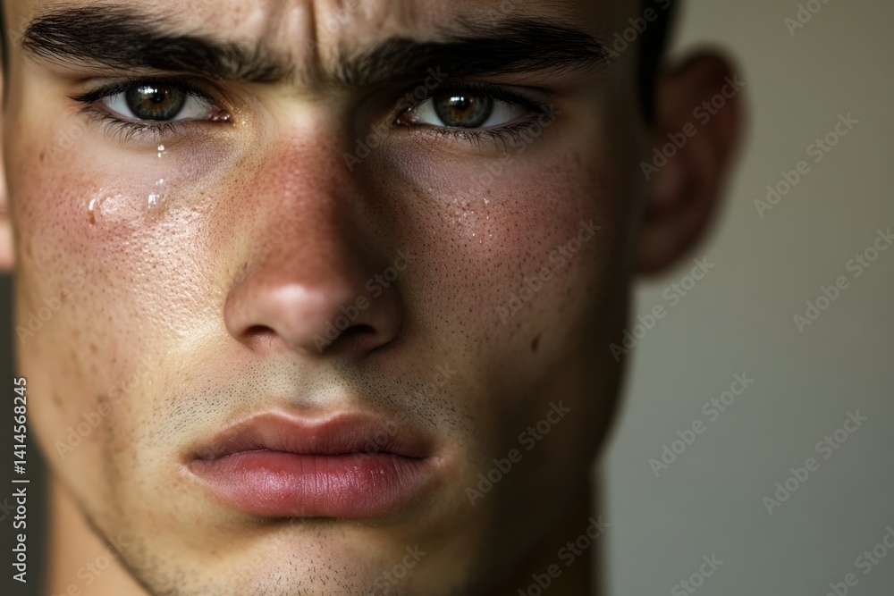Intense portrait capturing emotion and vulnerability in expressi Intense portrait capturing emotion and vulnerability in expressi
