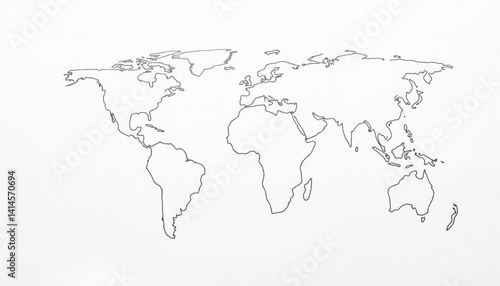 Wallpaper Mural Minimalist World Map Line Art on White Background for Educational Materials, Travel Blogs, Global Awareness Campaigns, and Infographic Designs Torontodigital.ca