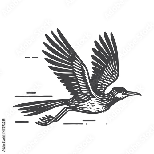 Simple Roadrunner Flying Vector Icon Design – Vintage Retro Logo & Illustration