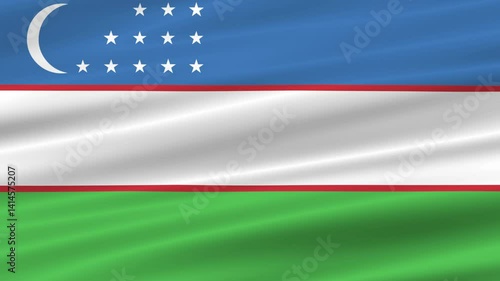 flag of Uzbekistan realistic wave 4K, seamless animated background