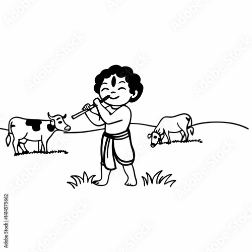 krishna vector childhood cartoon 