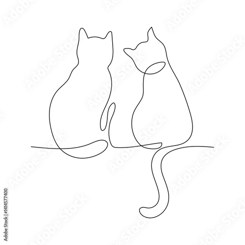 Continuous one line cat pet drawing out line vector illustration design. Cat One Line Vector .