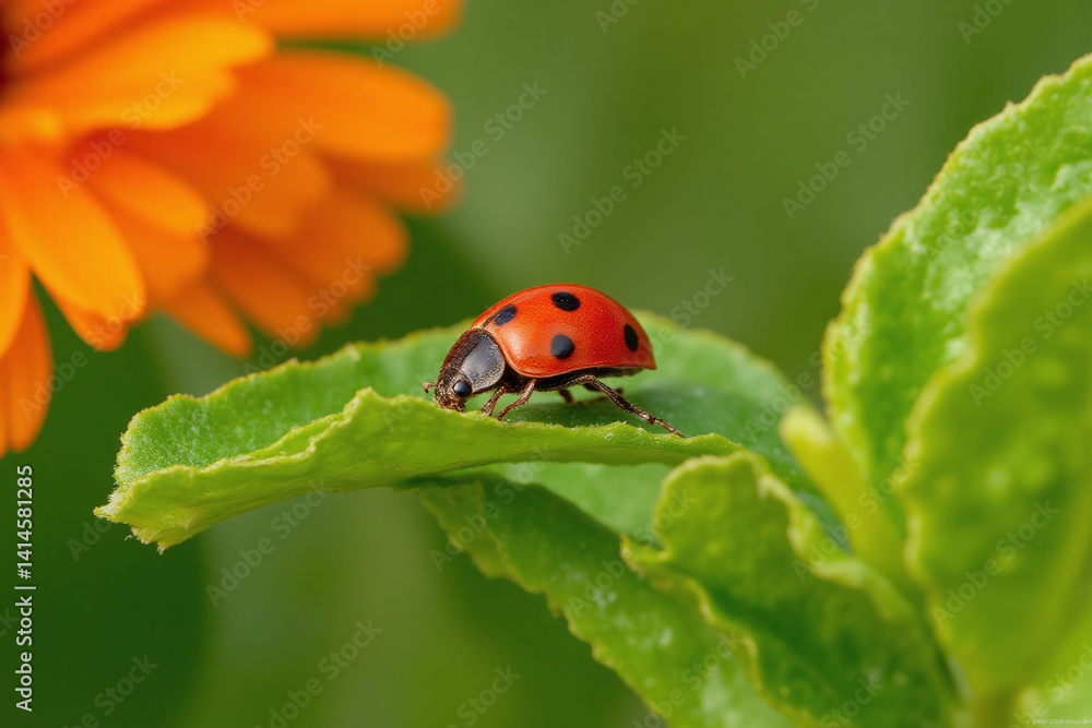 ladybug sitting on top of a green leaf ladybug sitting on top of a green leaf