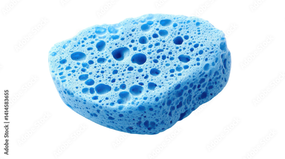 Obraz premium Blue Sponge Isolated on White Background — Cleaning Tool, Household Essential, and Domestic Use