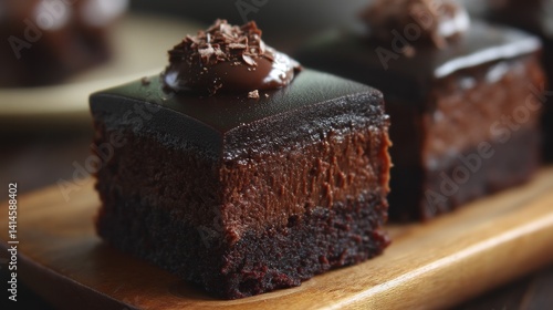 Wallpaper Mural Rich, decadent chocolate brownie, fudgy texture, topped with chocolate ganache - treat pieces chunks Torontodigital.ca