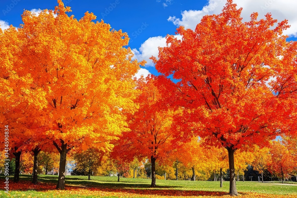 Vibrant Autumn Canopy A Tapestry of Fiery Red and Golden Orange Leaves Vibrant Autumn Canopy A Tapestry of Fiery Red and Golden Orange Leaves