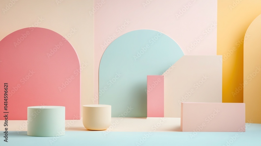 Minimalist geometric composition with soft pastel tones, elegant marble textures and luxurious gold accents paired with clean negative space for a modern luxury design style Minimalist geometric composition with soft pastel tones, elegant marble textures and luxurious gold accents paired with clean negative space for a modern luxury design style