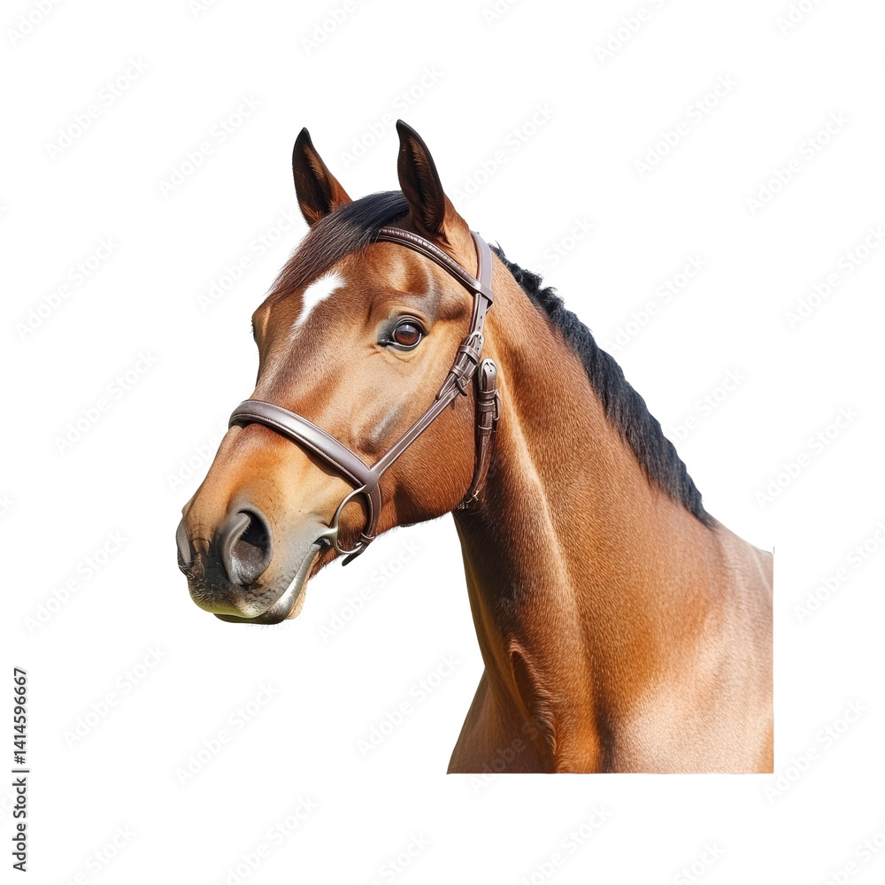 Obraz premium Elegant Chestnut Horse Portrait with Brown Bridle
