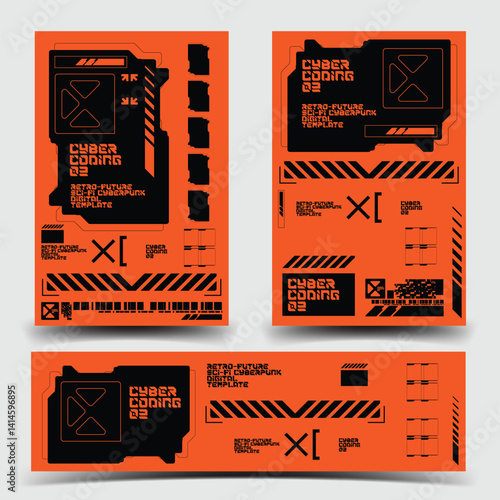 y2k 2000s scifi cyberpunk retro-futuristic layout template set dashboard for ux-ui application, 2d vector illustration