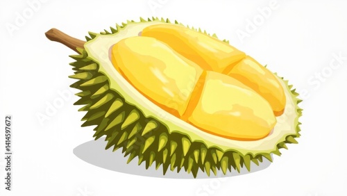 Durian with creamy yellow flesh inside