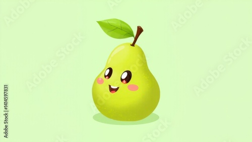 Cute pear character with smiling face