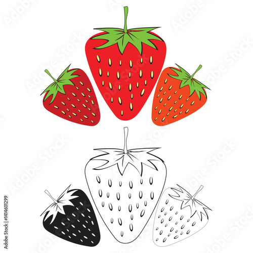 Strawberry isolated Drawing line vector art