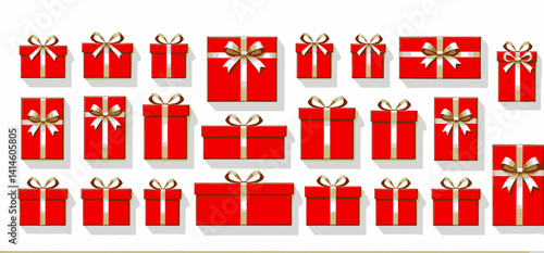 Red Christmas Presents with Golden Ribbons Festive Gift Boxes for Holidays Birthday Celebrations & Special Occasions Elegant Wrapping Paper for Giving Seasons Greetings