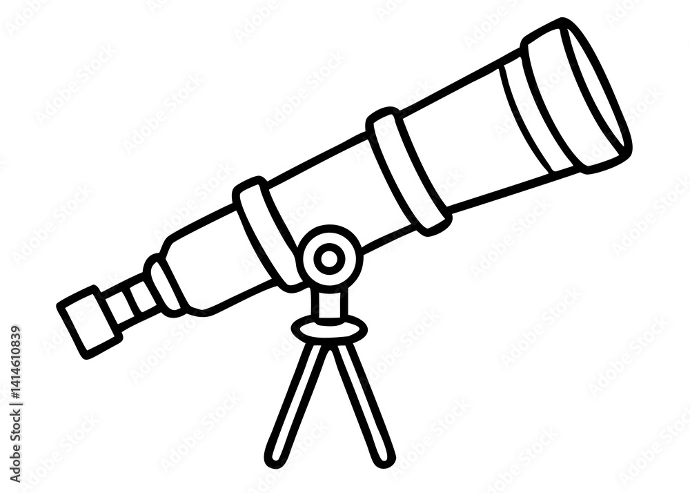 Telescope Line Art Illustration for Astronomy Graphics, Space Exploration Telescope Line Art Illustration for Astronomy Graphics, Space Exploration
