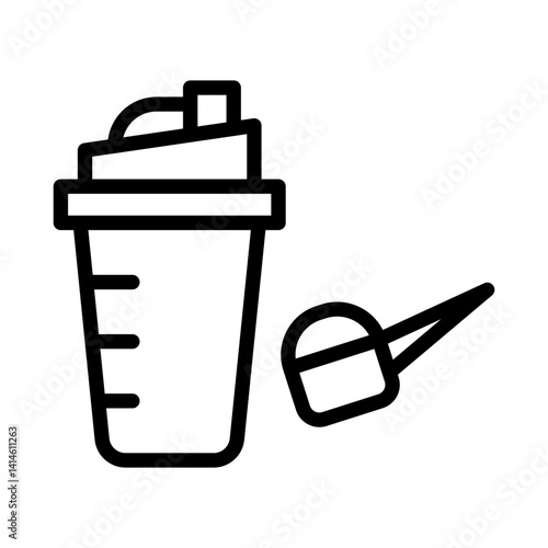 protein shake fitness nutrition - flat stroke icon for apps and websites
