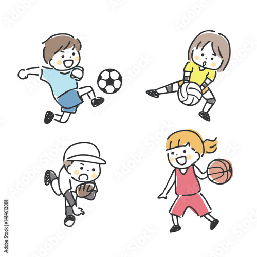 子供とスポーツのイラスト