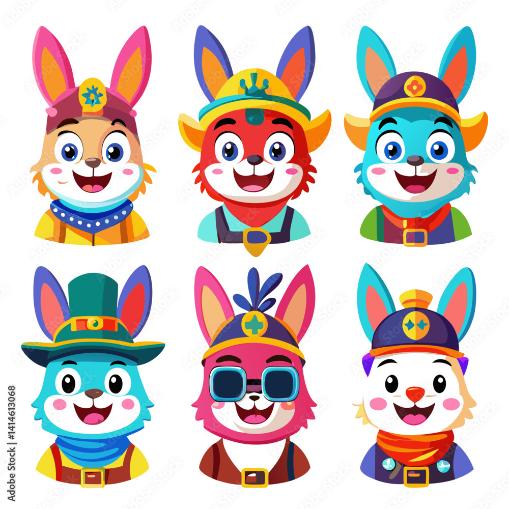 Cartoon Rabbits Collection of Characters Illustration Cartoon Rabbits Collection of Characters Illustration