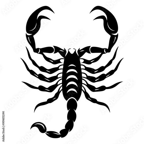Stylized black scorpion silhouette with formidable claws and menacing stinger detail