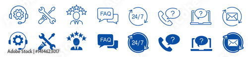 Customer service icon set. Editable liner icons collection. Vector illustration.

