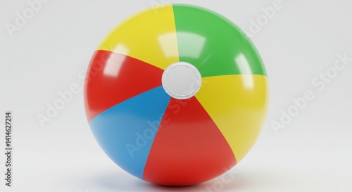 Free Download A vivid product shot of a colorful beach ball with vibrant multi-colored stripes and a glossy surface reflecting light for a playful summer feel - GFXLoad
