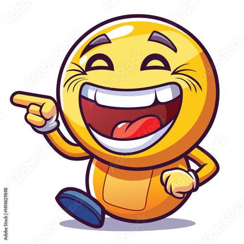 Joyful, pointing emoji character