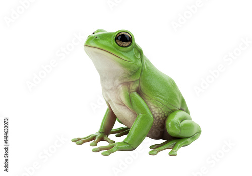 Isolated Green Tree Frog on White Background