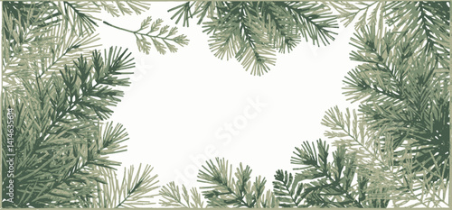Watercolor_Christmas_Frame_with_Pine_Branches_and_Golden_Foliage_Festive_Holiday_Background_for_Invitations_Cards_and_Seasonal_Designs