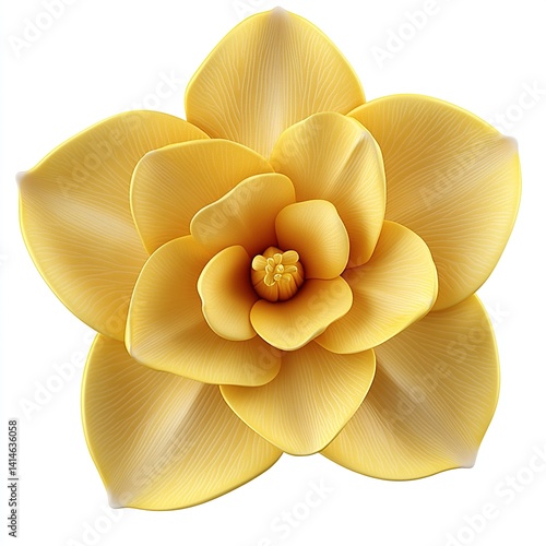 A beautiful daffodil 3d Clipart top view isolated on a white background