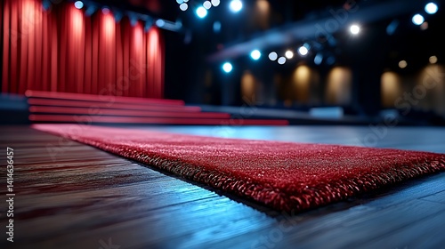 Elegant red carpet on stage ready for a grand event