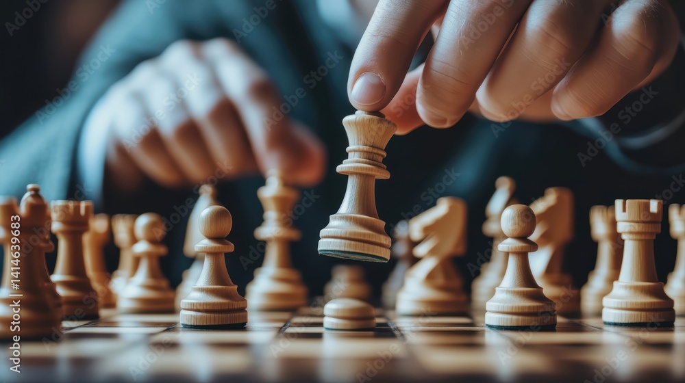 custom made wallpaper toronto digitalBusinessman playing chess, moving white queen chess piece on chessboard