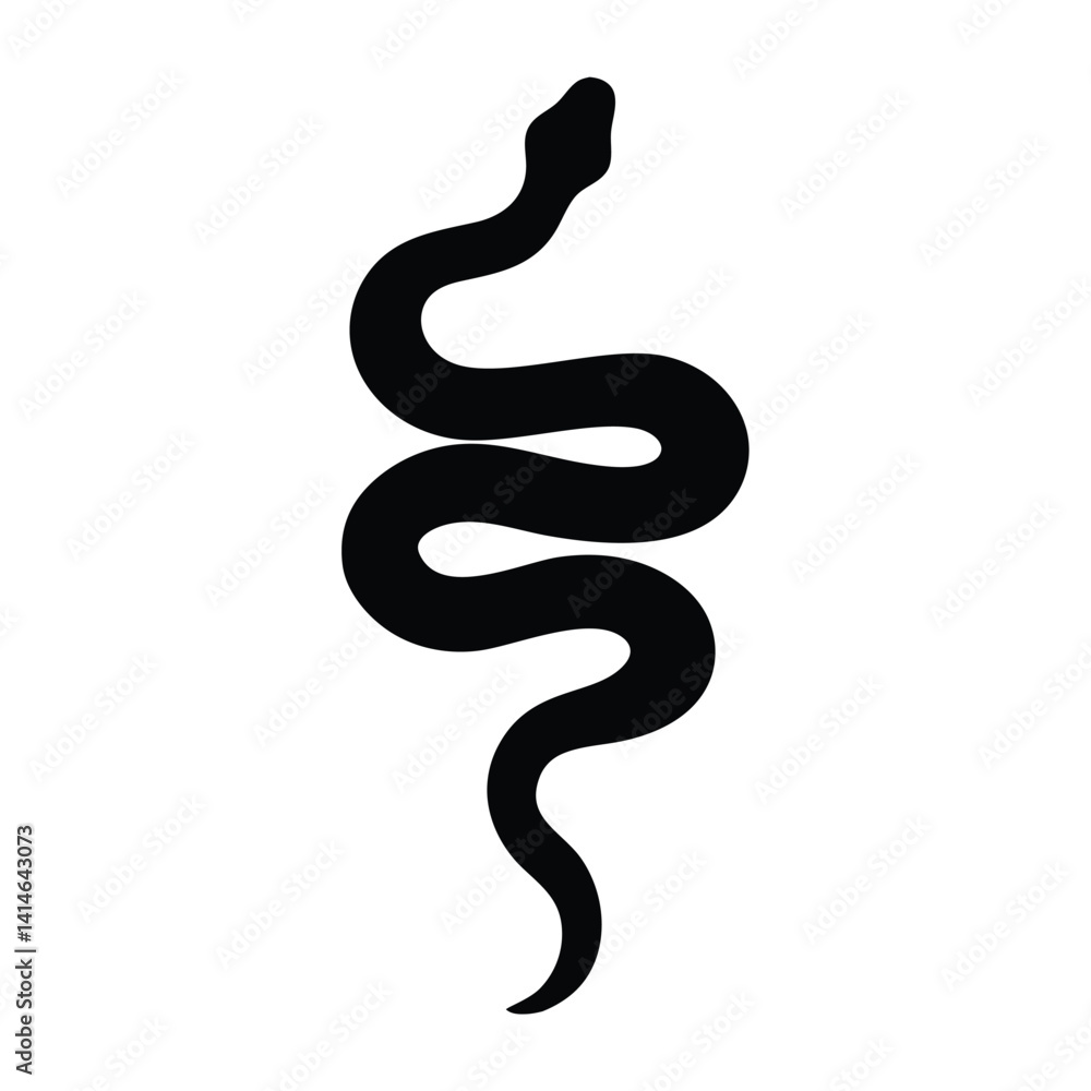 Abstract Snake Silhouette – Simple, Stylized Black Snake Design Abstract Snake Silhouette – Simple, Stylized Black Snake Design