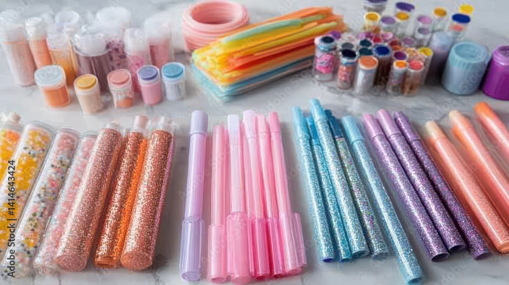 Fototapeta premium Colorful Craft Supplies for Arts and Creative Projects