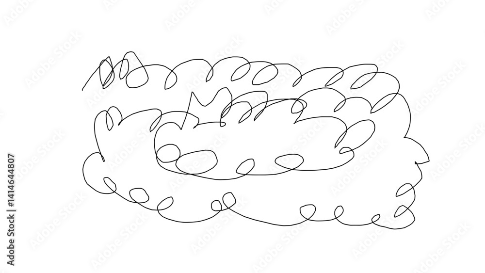 Fototapeta premium Hand-drawn doodle of abstract clouds in minimalist style