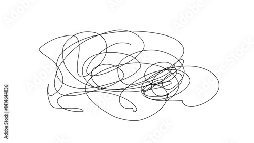 Scribbled hand-drawn lines in a chaotic pattern on white background  